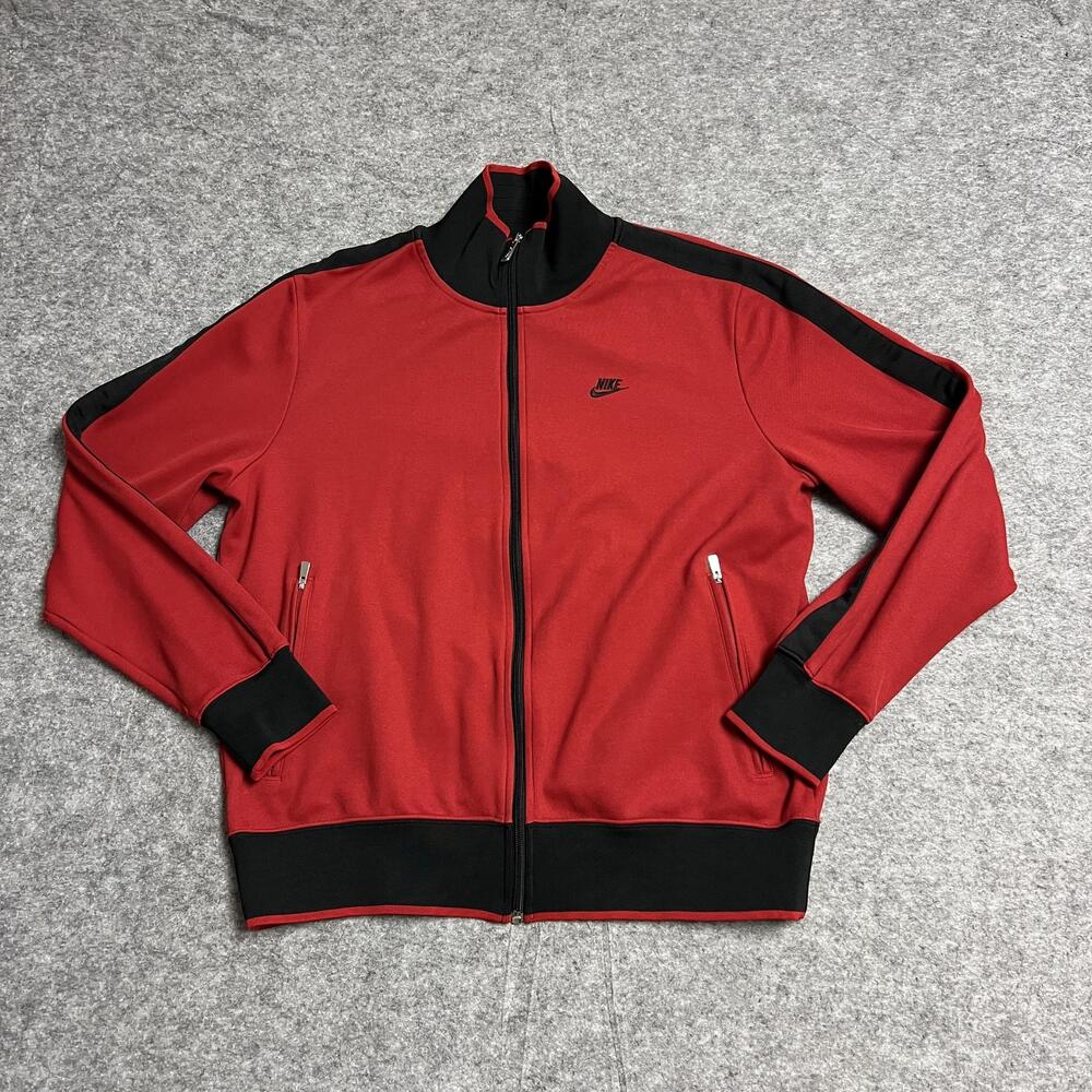 Nike Jacket Mens L Red Track Jacket Full Zip Pockets Stand Up Collar Sportswear